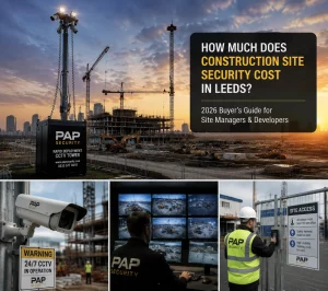 What Is an Access Control System and How Does It Work? 4 Mobile CCTV tower installed at a construction site during sunset, monitoring active development works with cranes and machinery in the background, representing advanced site security and surveillance.