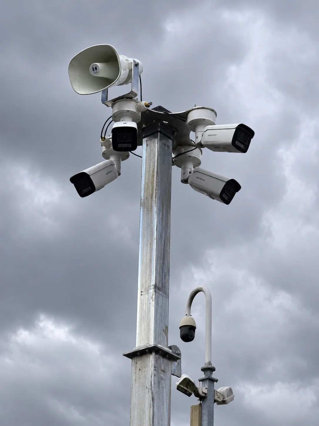 Advanced CCTV Tower with Security Cameras and Speaker System