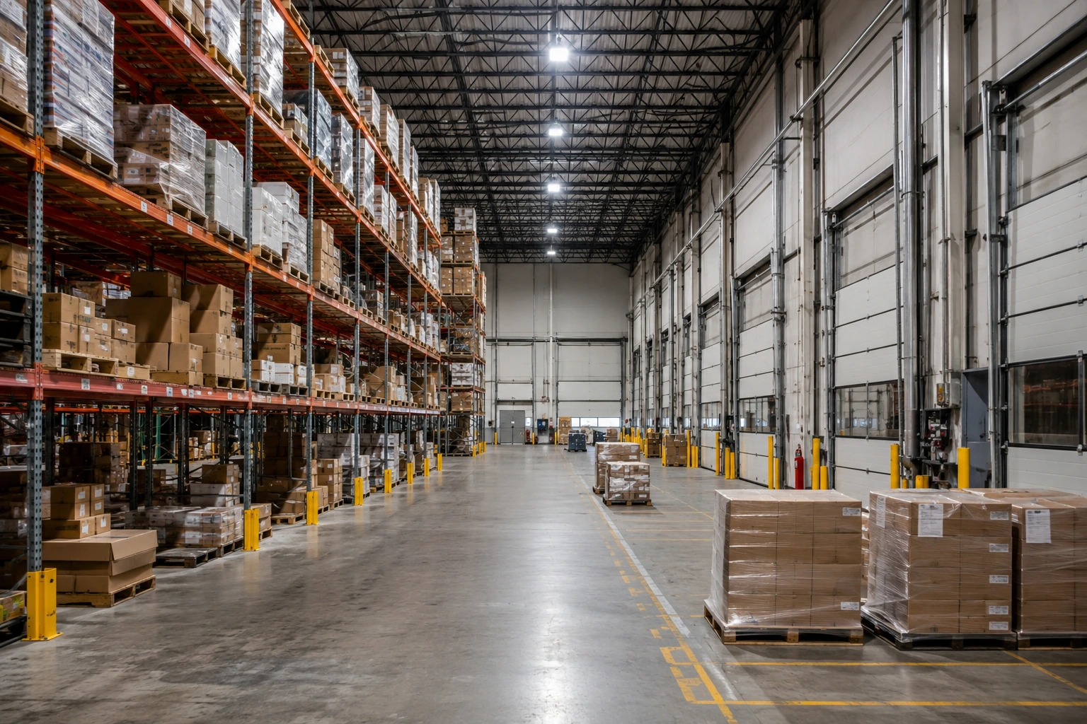 Warehouse security covering stock, loading bays and restricted areas